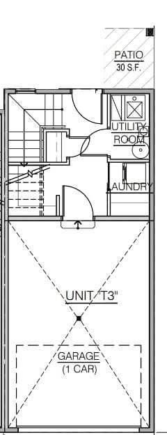 Floor plan for 2 beds, 2.5 baths, 1240 sqft